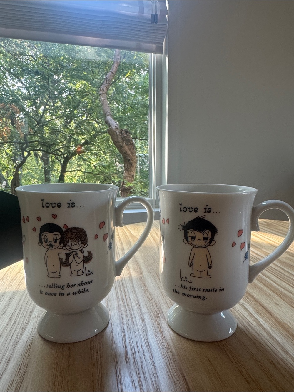 Vintage 1972 Love Is... By Kim Casali Footed Pedestal Mugs - Set of 2